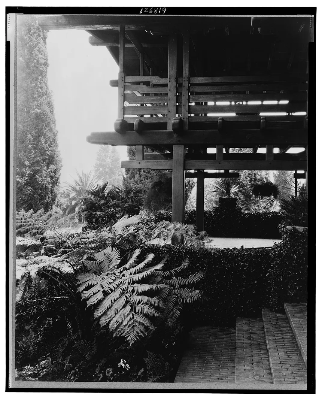 View of a sleeping porch at the Gamble House in Pasadena, California