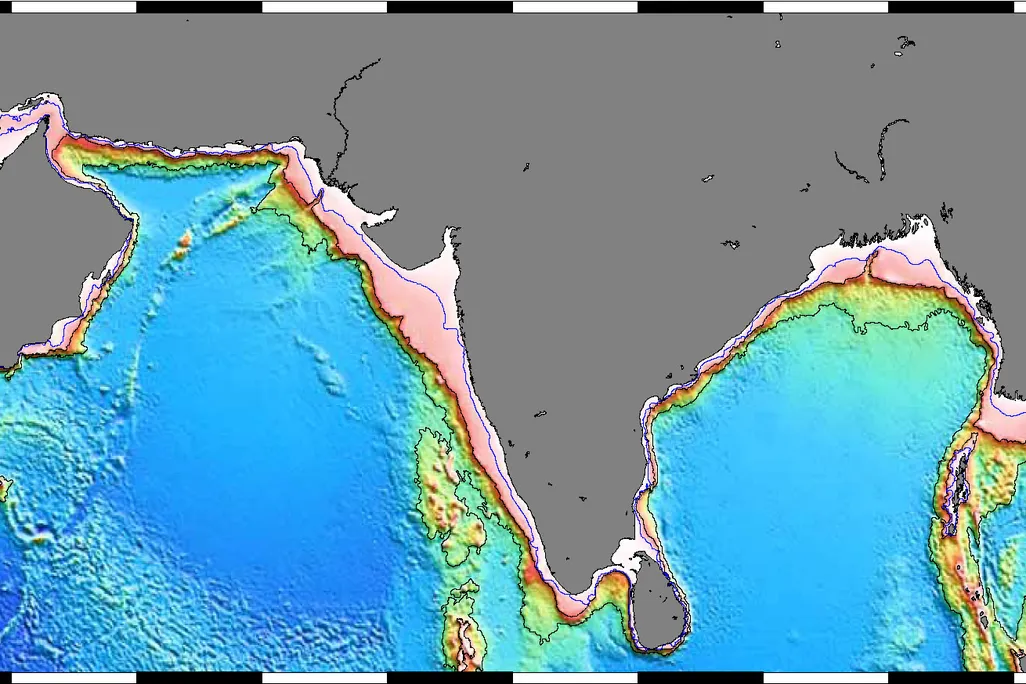 A map showing the sea floor off the coast of Pakistan*