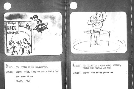 Pow!, the fourth Rice Krispies elf, as he appeared in a storyboard for an advertisement.