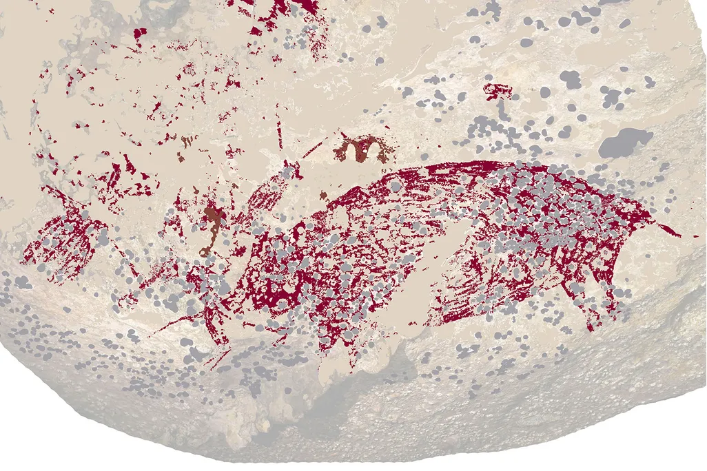 Indonesian cave art with a red pigmentation