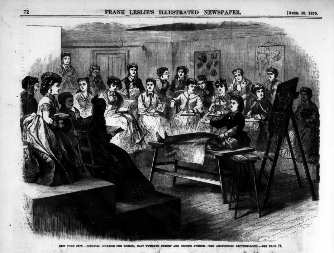 Rebecca Cole, the second Black woman to receive a medical degree in the U.S., is shown seated third from left in this 1870 illustration.