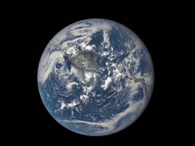 Satellite images of the Moon moving around the Earth