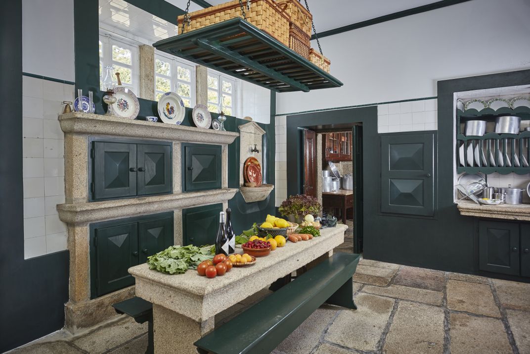 Kitchens at Paço de Calheiros manor house, Alto Minho, Portugal