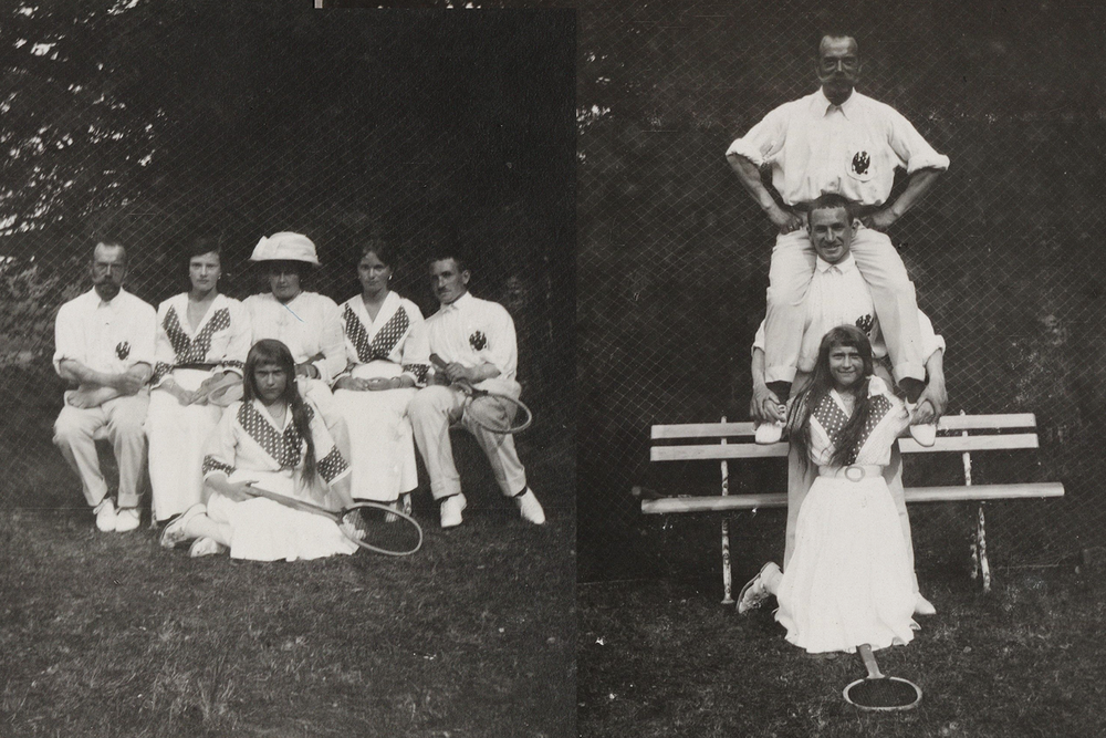 Photos of the Romanov sisters and their father at the tennis court