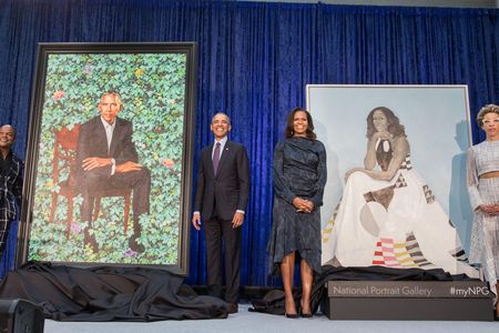 The specially commissioned portraits of Barack and Michelle Obama make their formal museum debut.