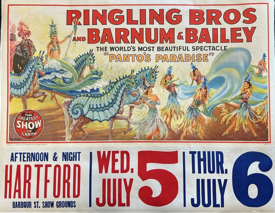 A poster advertising the circus' Hartford shows