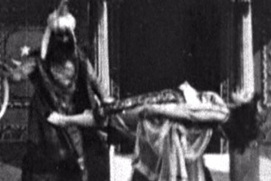 In this still from Hindoo Fakir (1902), the magician levitates his assistant.