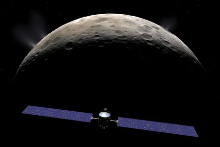 Artist’s conception of Dawn entering orbit around Ceres
