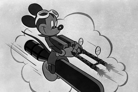 One of the only Mickey insignia to show him in a combat setting, this design was created for Marine Scout Bombing Squadron 245, Marine Aircraft Group 23.