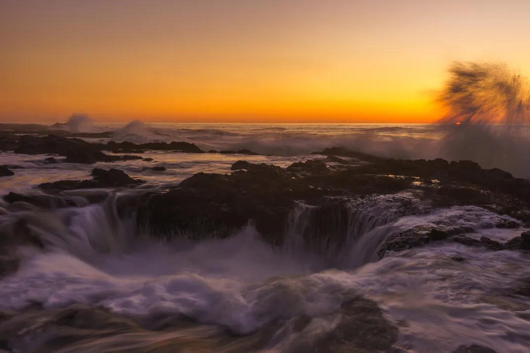 Thor's well at sunset and very high tide Smithsonian Photo Contest