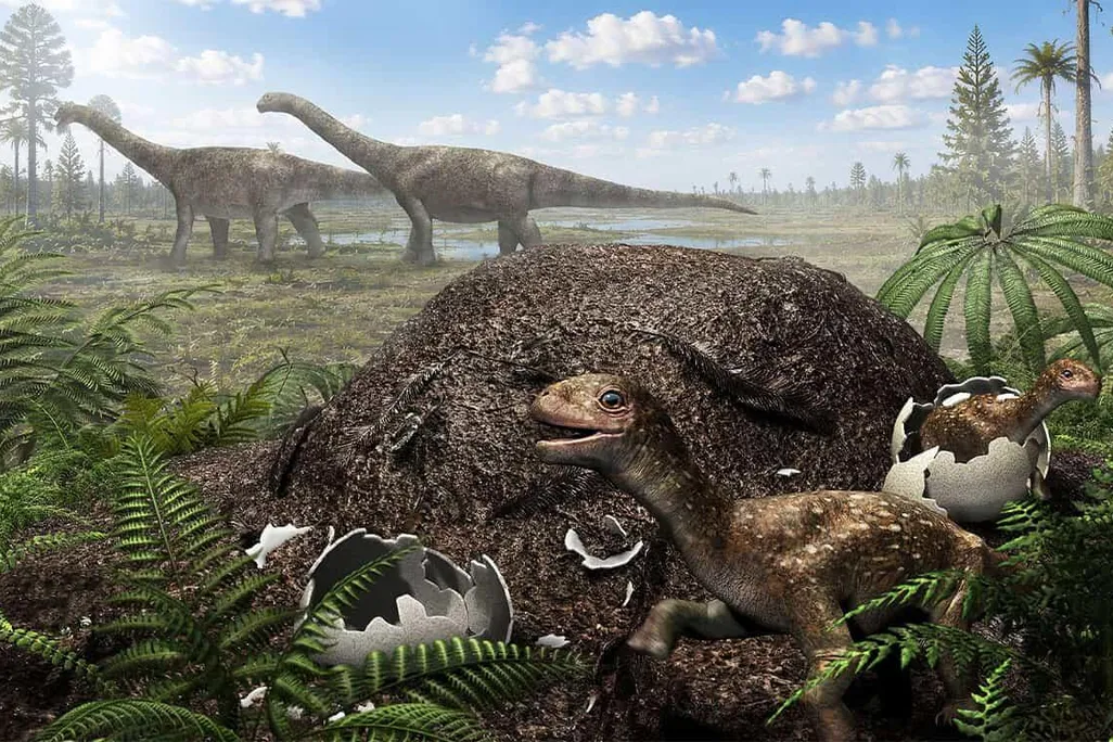 artist's rendition of titanosaur nest
