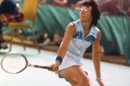 In the dress (now in the Smithsonian collections), on September 20, 1973, Billie Jean King crushed Bobby Riggs with her serve and volley game, winning the match 6-4, 6-3, 6-3.
