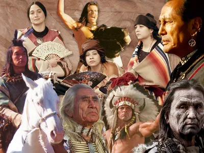 Collage illustration of Native representation in prominent films