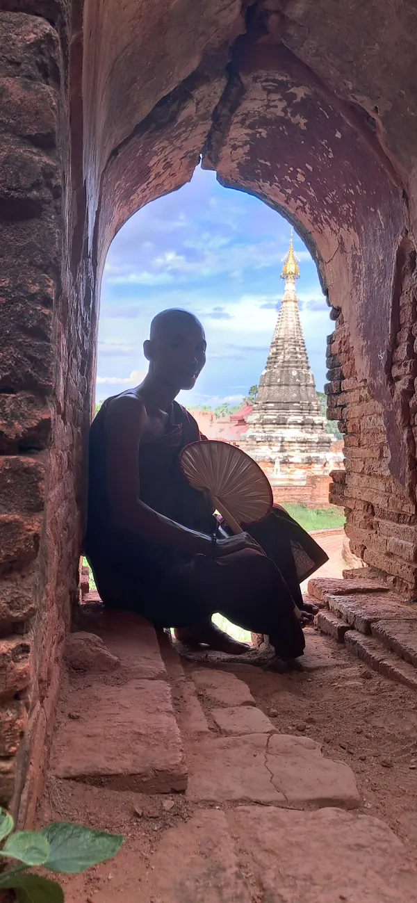 Buddhist Monk with Temple thumbnail