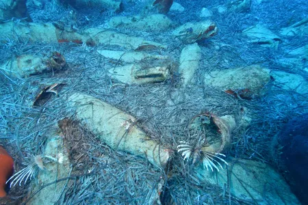 Ancient shipwreck in the sea off Protaras, Cyprus.
