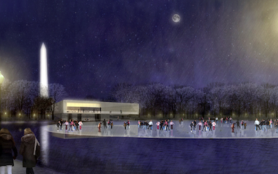 A redesign of Constitution Gardens could transform the area into a winter wonderland. Illustration by Rogers Marvel Architects + Peter Walker and Partners for Constitution Gardens.