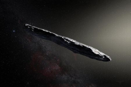 An artist’s conception of a visitor from another galaxy: 'Oumuamua, an asteroid just passing through.