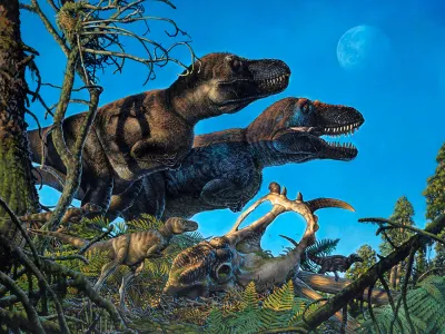 The tyrannosaur Nanuqsaurus with its young 