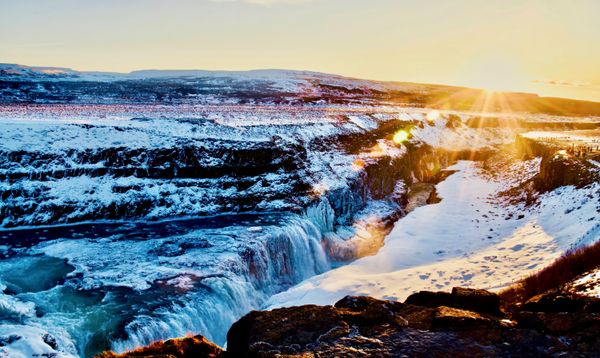 Icelandic Sunlight over a Waterfall thumbnail