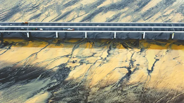 The cross sea bridge at low tide thumbnail