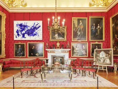 Yves Klein's "Jonathan Swift" stands alongside the Blenheim Palace's collection of Old Master portraits