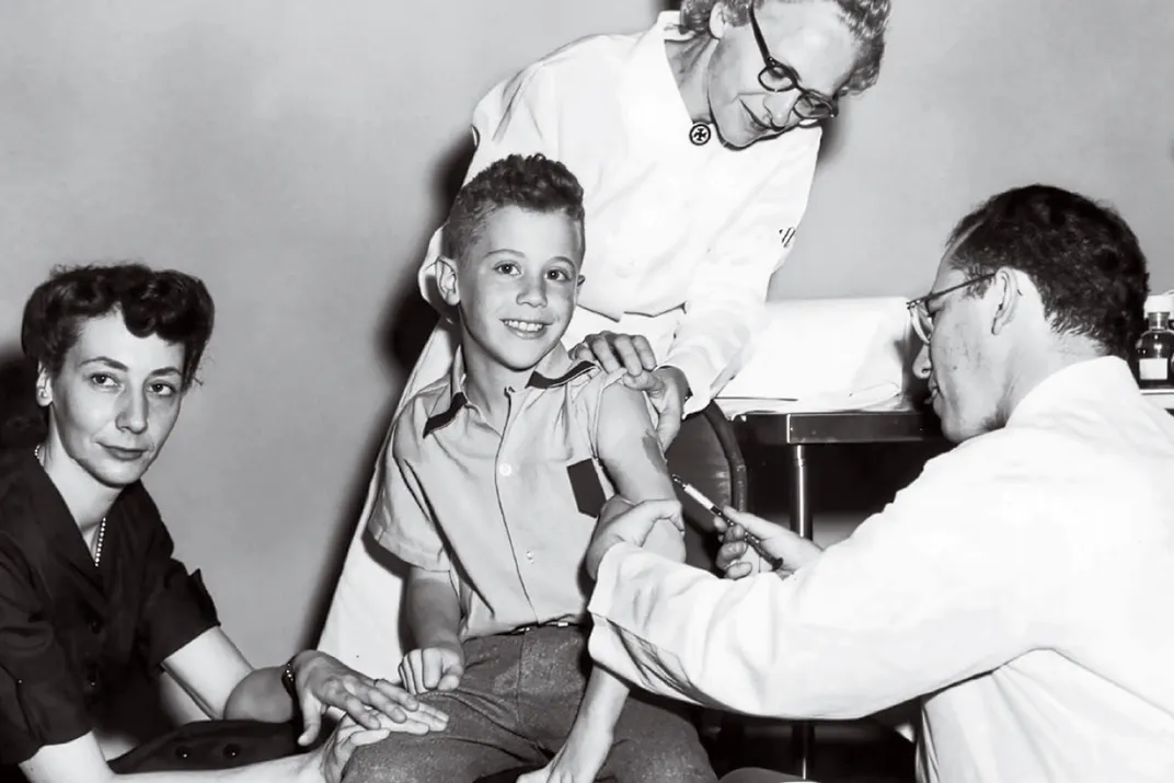 In 1953, the author, age 9, receives a second dose of the experimental vaccine