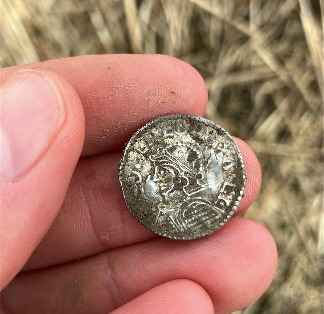 This coin shows the head of Aethelred the Unready in profile.
