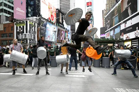 A Stomp&nbsp;performance on the streets of New York City in 2021