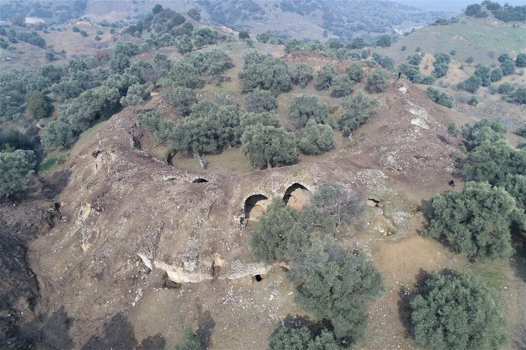 Aerial view of Roman amphitheater in Turkey
