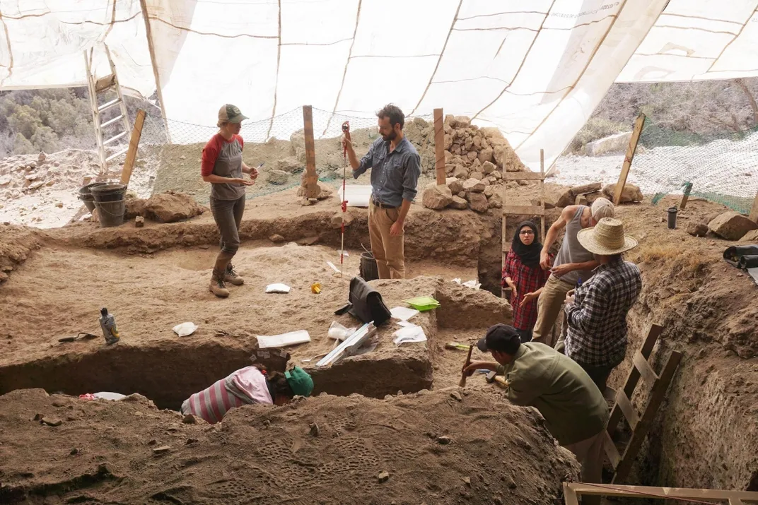 Researchers conducting excavations