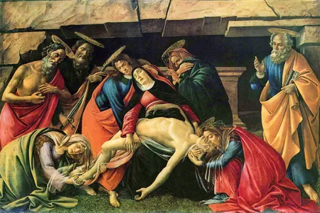 Researchers think old masters like Sandro Botticelli, who painted Lamentation Over the Dead Christ, may have mixed egg into their oil paints to alter certain qualities.