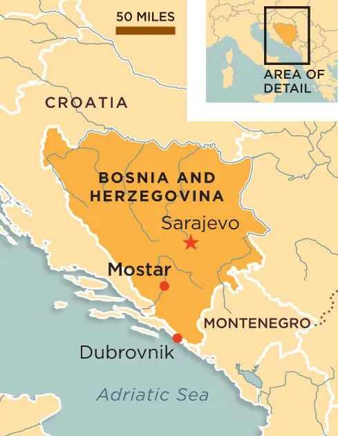 Mostar Bosnia Herzegovina map