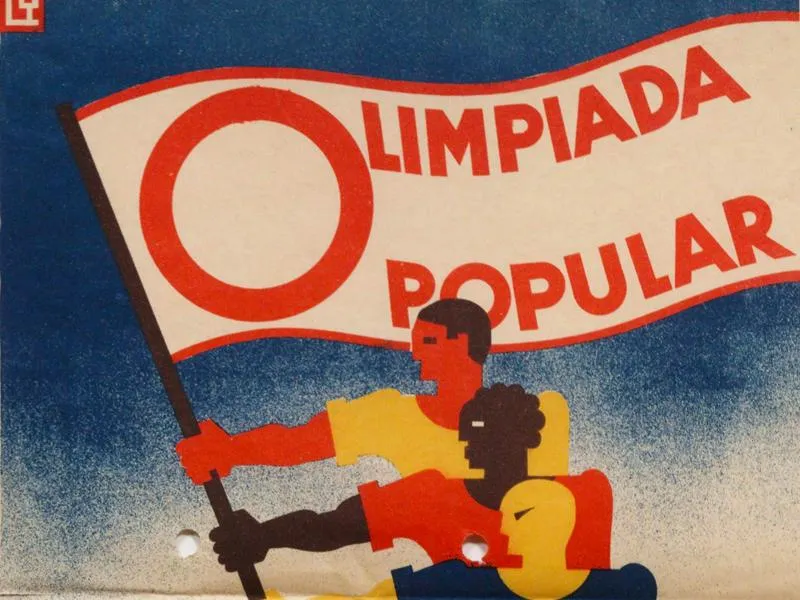 Close-up of poster advertising the People's Olympiad
