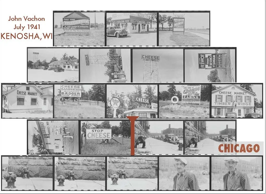 Yale University Photogrammer reconstruction of photo strip from John Vachon’s trip from Kenosha, Wisconsin to Chicago, Illinois in July 1941