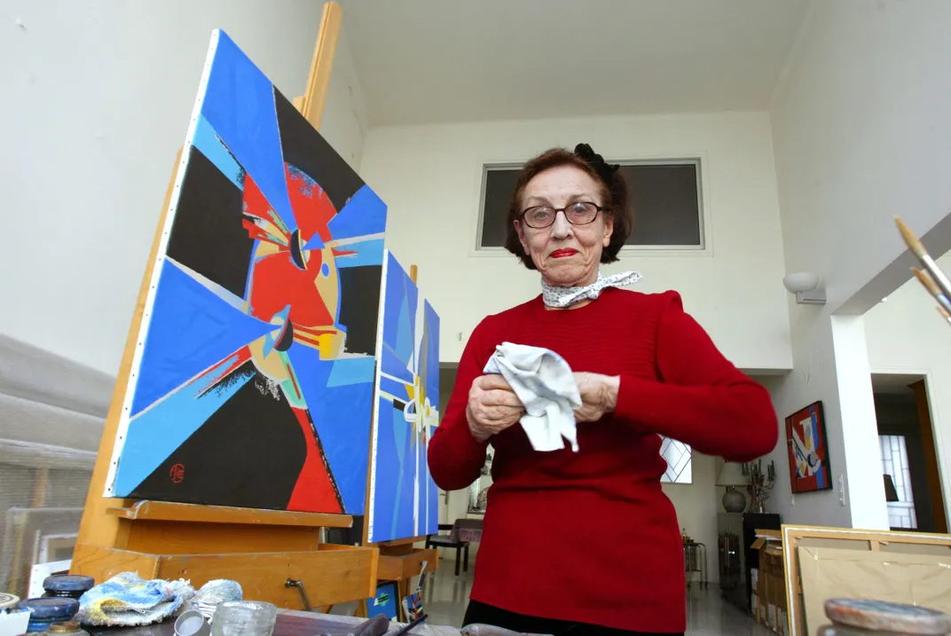Françoise Gilot with art