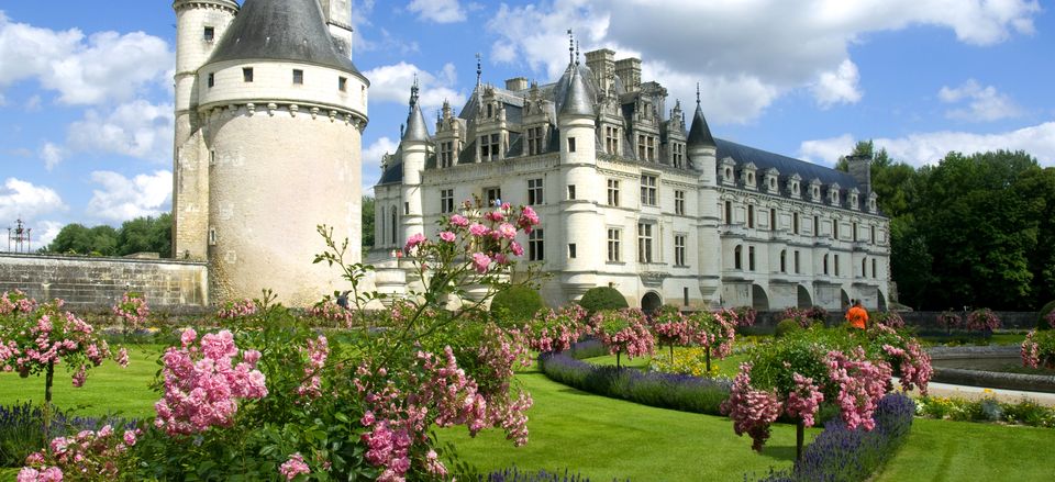  The chateau of Chenonceau in the Loire Valley of France is a Renaissance masterpiece that spans the River Cher and also features formal gardens.  