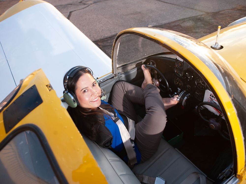 Jessica Cox sitting in her Ercoupe. (Photo courtesy of Jessica Cox)