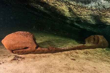 The canoe was discovered in an underwater cave in 2021.