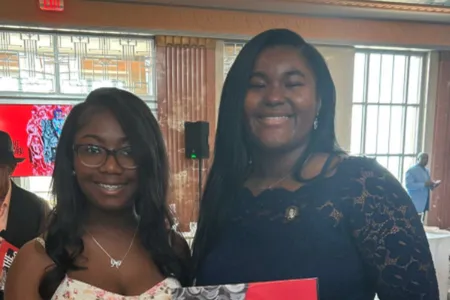 Calcea Johnson (right), currently studying environmental engineering at Louisiana State University, published the new study with her high school classmate,&nbsp;Ne&#39;Kiya Jackson (left), now a student in pharmacology at Xavier University of Louisiana.
