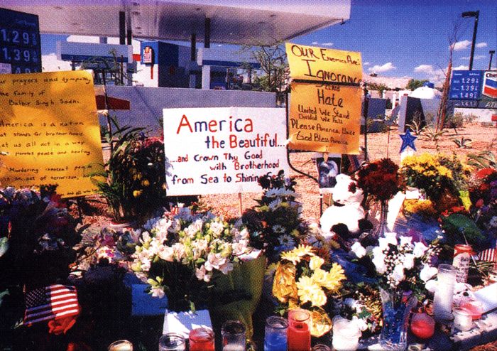  Bouquets in front of a gas station.