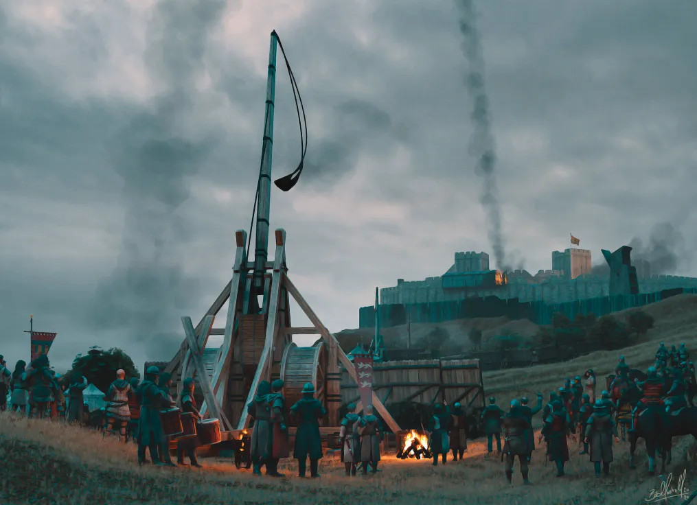 Artist Bob Marshall's digital reconstruction of War Wolf during the 1304 Siege of Stirling Castle
