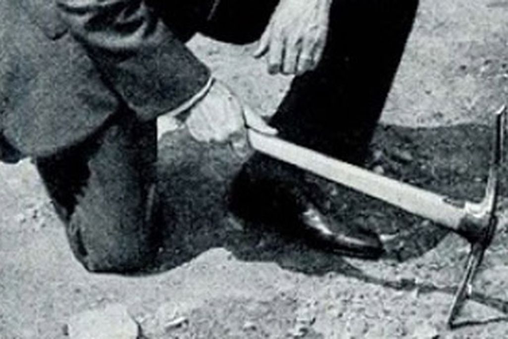 Barnum Brown, showing off his paleo pick in an August 1932 Popular Science