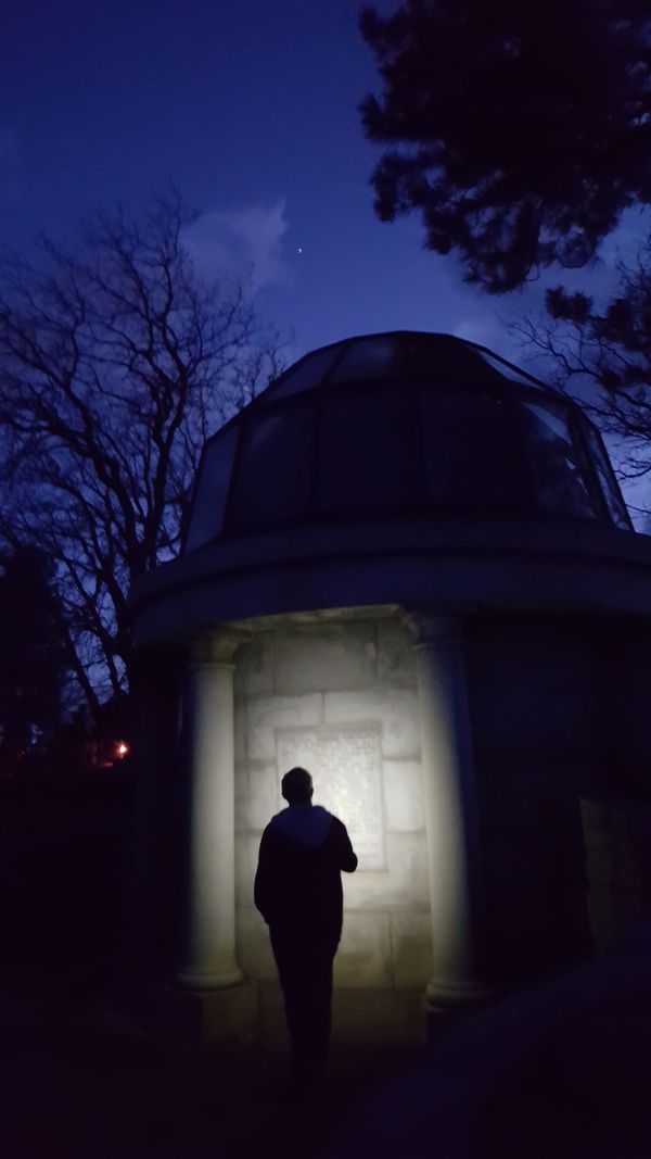 Reading the Wall at Percival Lowell Mausoleum, Twilight thumbnail
