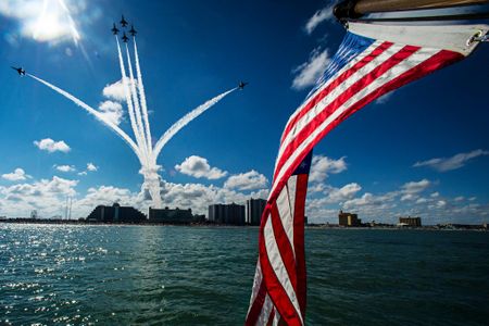 The U.S. Air Force Thunderbirds perform at this year's Wings and Waves Air Show in Daytona Beach, Florida.