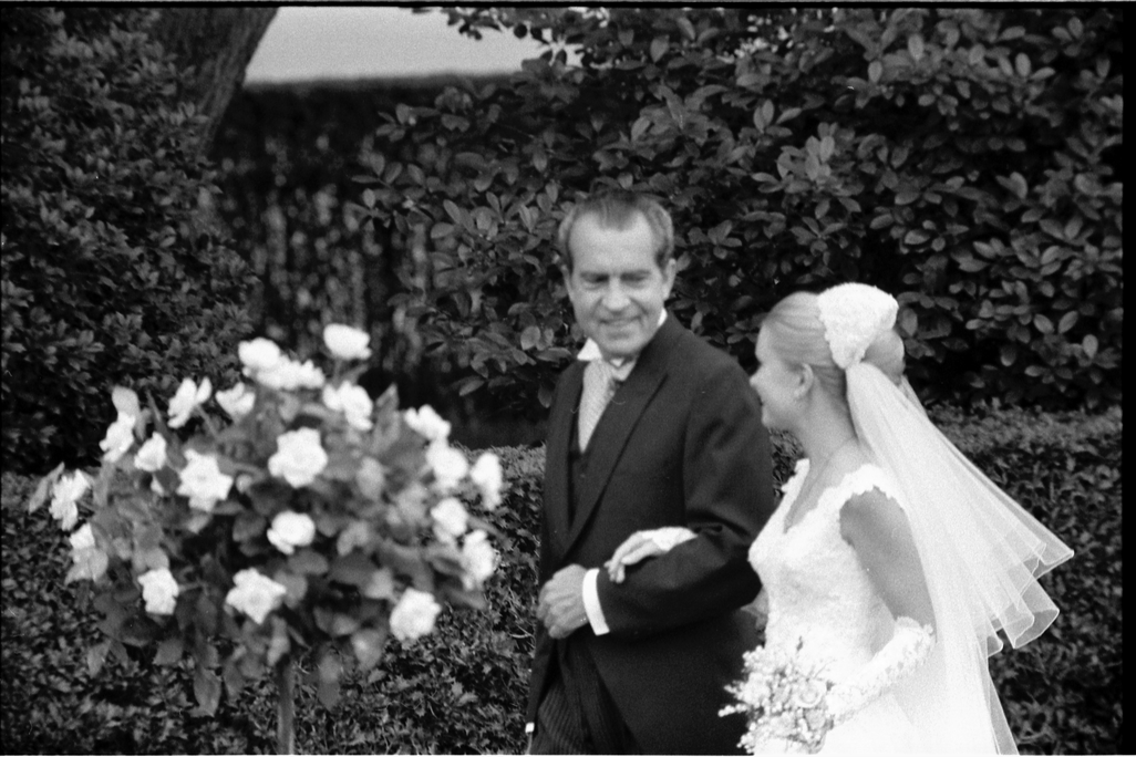 Richard Nixon and his daughter Tricia on her wedding day in June 1971