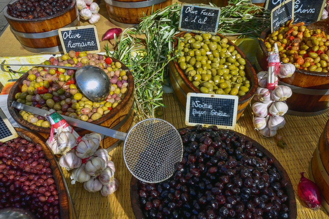Olives in a Burgundy market
