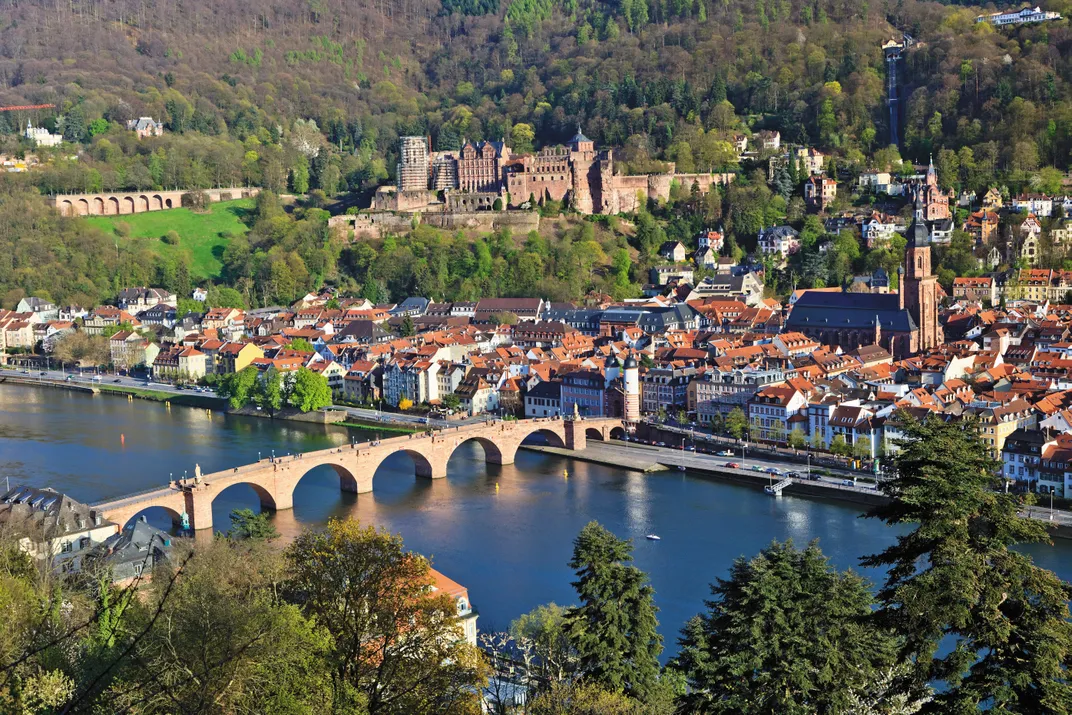 The German university town of Heidelberg, along the Neckar River