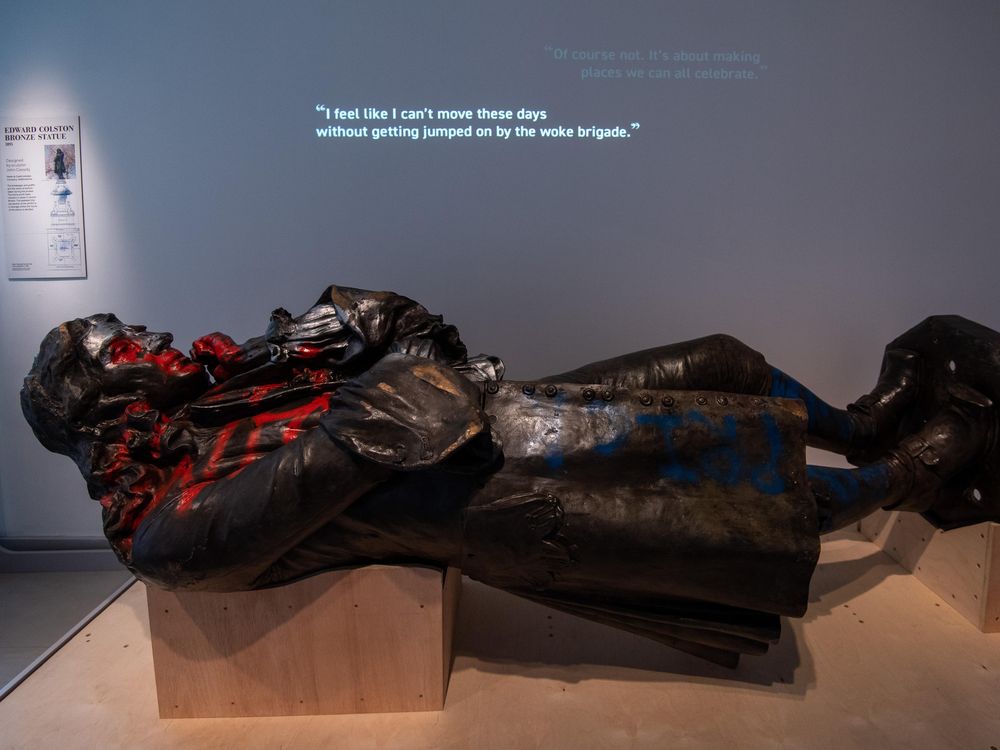 Defaced statue of Edward Colston lies supine in museum display