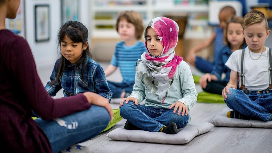 Children meditating