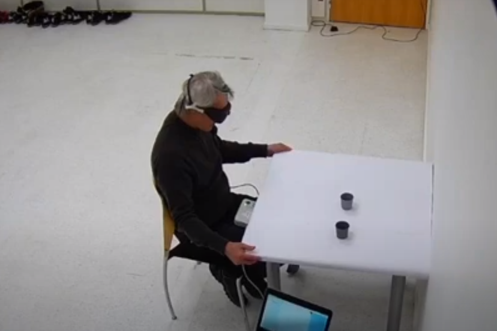Blind man in lab test